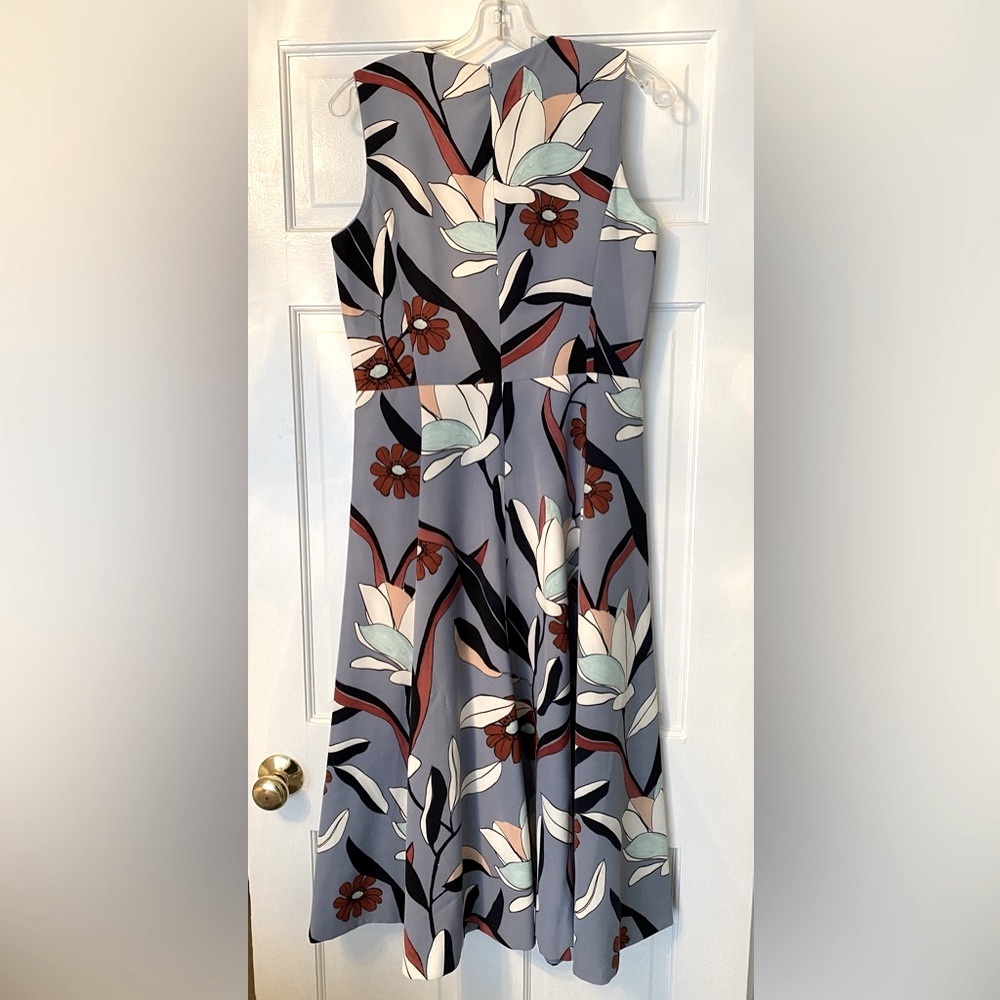 ANN TAYLOR Water Lily Floral Midi Dress Blue Size 8 - Picture 3 of 9
